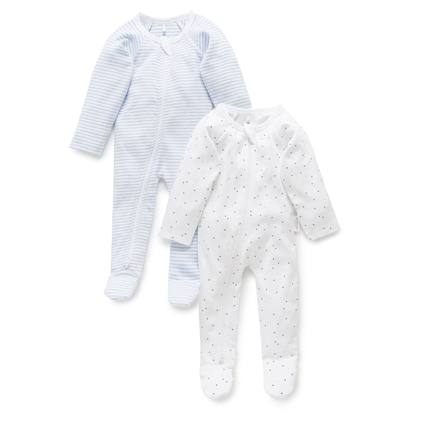 Purebaby Zip Growsuit 2 Pack