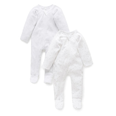 Purebaby Zip Growsuit 2 Pack