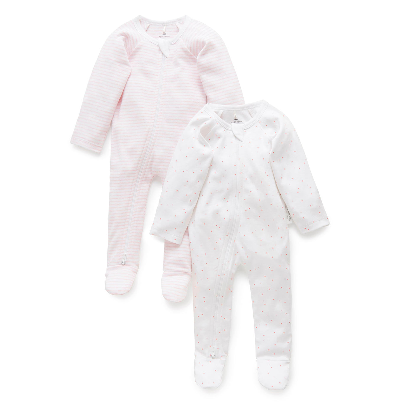 Purebaby Zip Growsuit 2 Pack