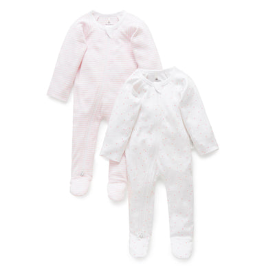 Purebaby Zip Growsuit 2 Pack