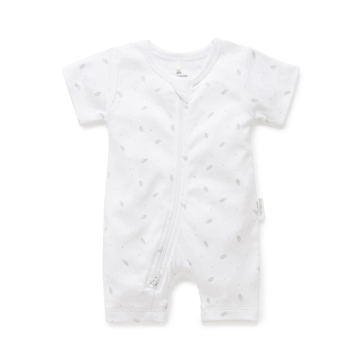 Purebaby S/S Short Leg Zip Growsuit