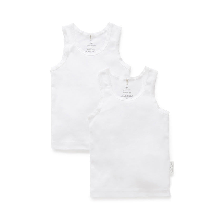 Purebaby 2 Pack Rib Singlet